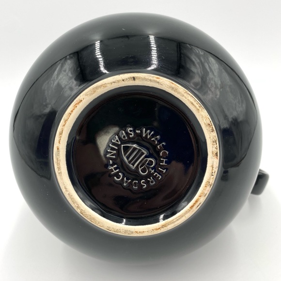 Waechtersbach Ball Pitcher Black Glaze Spain 7 inch About 12 Cups With Handle - Picture 7 of 10